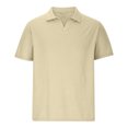 thumbnail image 4 of Shirts for Men Solid Color Turndown Collar Top Short Sleeve Neck Top/Shirt, 4 of 5