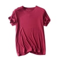 thumbnail image 2 of JDQJBZ Mens Solid Color V Neck Short Sleeve Sleepshirt Casual Pajama Top, 2 of 4