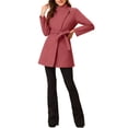 thumbnail image 2 of INSPIRE CHIC Manteau Long Classique pour Femme à Col Montant, Manches Longues, d'Hiver, Ceinturé, m Rouge Melon D\'eau, 2 of 7