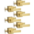 thumbnail image 1 of No Lock Passage Brushed Gold Door Lever Reversible Door Handle Without Locking for Right/Left Handed Door Heavy Duty Square Lever Set for Interior/Exterior Use, 1 of 9
