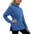 thumbnail image 3 of Chandail à Col Roulé Uni pour Femme - Haut Rétro à Manches Longues Ajusté - Polyester, Coupe Ample Décontractée pour le Quotidien/travail, 3 of 3