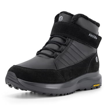 FitVille Bottes d'Hiver Larges pour Hommes, Bottes de Neige Chaudes pour Hommes avec Fermeture à Crochet et Boucle