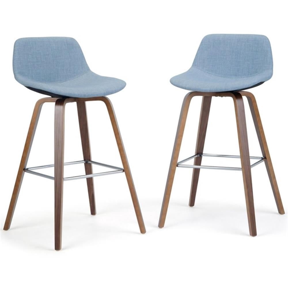 Randolph 28" Bentwood Counter/ Bar Height Stool (2pc) in Denim Linen Look Fabric