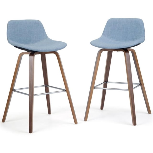 Randolph 28" Bentwood Counter/ Bar Height Stool (2pc) in Denim Linen Look Fabric