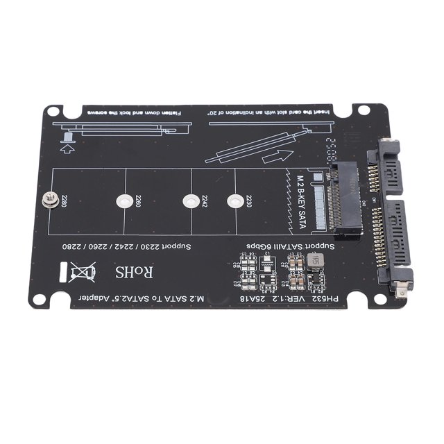 M.2 NGFF B Key MSATA SSD To 2.5in Serial ATA Adapter, Easy Install M.2 To 2.5 Inch Serial ATA Enclosure Adapter Stable Transfer for 2230 2242 2260 2280 SSD