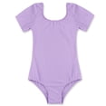 thumbnail image 3 of Miaeowve Justaucorps Classique à Manches Courtes pour Filles, Extensible, de Gym, de Ballet et de Danse, Violet, 3, 3 of 7