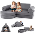 thumbnail image 1 of Gymax 13 PCS Modular Kids Play Couch Versatile Toddler Sectional Sofa Set Grey, 1 of 9