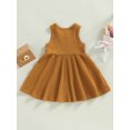 thumbnail image 4 of Faithtur Bébé Enfants Fille Robe, Sans Manches Cou Solide Été une Ligne Robe pour Tous les Jours Occasionnels, 4 of 8