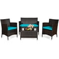 thumbnail image 2 of Costway 4PCS Outdoor Patio PE Rattan Wicker Table Shelf Sofa Furniture Set With Cushion, 2 of 9