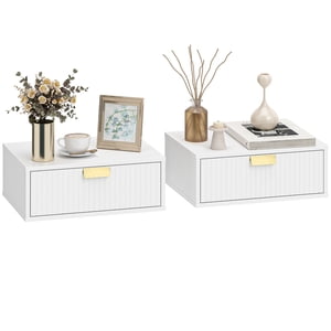 HOMCOM Floating Nightstands Set of 2, Bedside Tables White