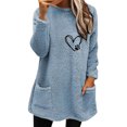 thumbnail image 1 of Qertyioot Hauts Grande Taille pour Femmes, Blouse à Manches Longues Chaude pour Femmes à Col Rond et d'Hiver, Ample, Imprimée, avec Poche, 1 of 4