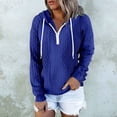 thumbnail image 2 of Besolor Womens Fall Fashion Quarter Zip Hoodies Sweatshirts Casual Long Sleeve Solid Color V Neck Drawstring Pullover Tops, 2 of 6