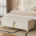 thumbnail image 2 of MODERNLUXE Banc Ottoman de Rangement 47 Pouces, Banc d'Entrée Rembourré avec Pattes en Métal pour Chambre, Salon, Beige, 2 of 6