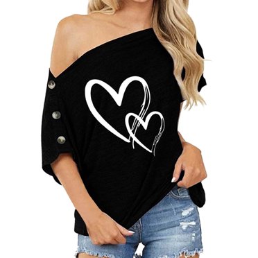 B91xZ Summer Shirts for Women Classic-Fit Short-Sleeve Crewneck T-Shirt,Black 3XL