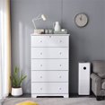 thumbnail image 2 of Better Home Products Isabela Commode en Bois de Pin Massif à 5 Tiroirs en Blanc, 2 of 8