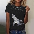 thumbnail image 2 of Tnhcen T-Shirt de Base à Manches Courtes d'Été à Col Rond pour Femme avec Imprimé d'Animaux Marins / Extensible, Respirant, Grande Taille (P-3TG) / Décontracté, Plage, Usage Quotidien, 2 of 4