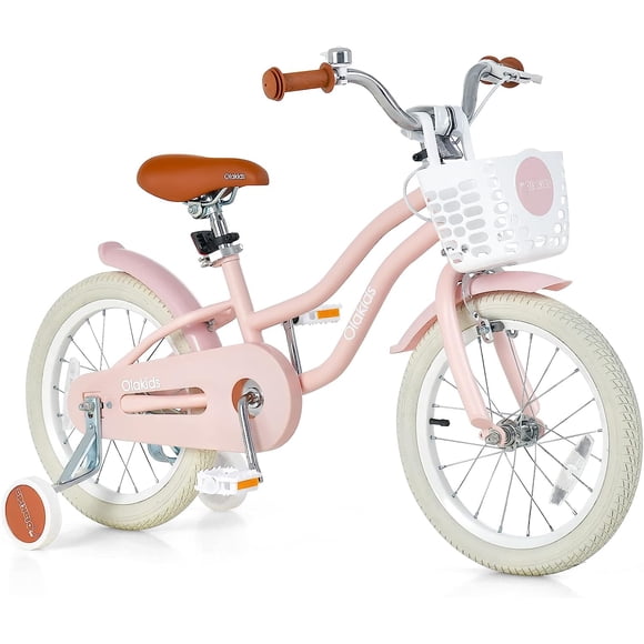 OLAKIDS Kids Bike, 12 14 16 18 Inch Toddlers Bike with Removable Training Wheels Basket, Safety Bell, Adjustable Seat Handlebar, Children's Bicycle for Girls Boys 3-8