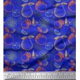 thumbnail image 1 of Soimoi Blue Silk Fabric Mix Fruits Decor Fabric Printed Yard 42 Inch Wide, 1 of 3