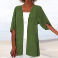 thumbnail image 1 of Cardigans Légers pour Femmes Mode Cardigan Décontracté Couleur Unie Manches Mi-Longues Sans Capuche en Liquidation, 1 of 6