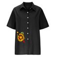 thumbnail image 4 of EQWLJWE Chemises pour Femmes Liquidation Femmes Manches Courtes Décontracté Femmes Imprimé Manches Courtes Ample Bouton Col Rabattu Chemise Blouse Unie Hauts, 4 of 6
