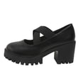 thumbnail image 2 of Cameland Chaussures à Talons Hauts à Bout Rond à Lacets pour Femmes en Cuir, Chaussures Simples, 2 of 9