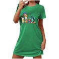 thumbnail image 2 of Fridja Liquidation T-Shirts Patriotiques pour Femmes Chemise de Nuit Courte Surdimensionnée Mode Imprimé Poitrine Manches Courtes Robe de Nuit Vêtement d'Extérieur (Vert, M), 2 of 5