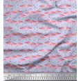 thumbnail image 1 of Soimoi Rayon Fabric Grass & Flamingo Bird Printed Fabric 1 Yard 42 Inch Wide, 1 of 3