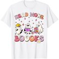 thumbnail image 1 of retro Groovy Read More Books Ghost Boo ghoul funny Halloween T-Shirt - White - L, 1 of 2