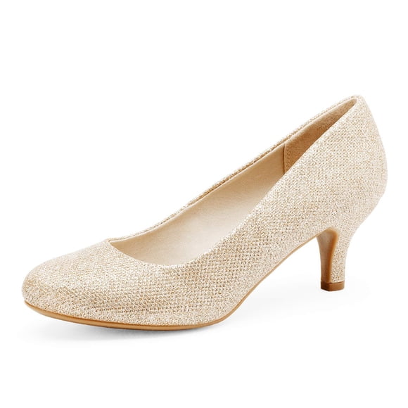 DREAM PAIRS Escarpins à Talon Bas pour Femme, Or, Mariage/nuptiale, Luvly-Gold - 8.5 (Luvly)