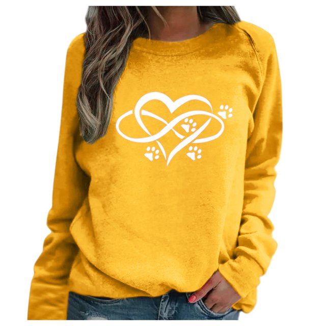 Hauts à Manches Longues pour Femmes Décontractés Impression Empreintes Raglan Chemises Blouses Hauts Décontractés Longs pour Femmes
