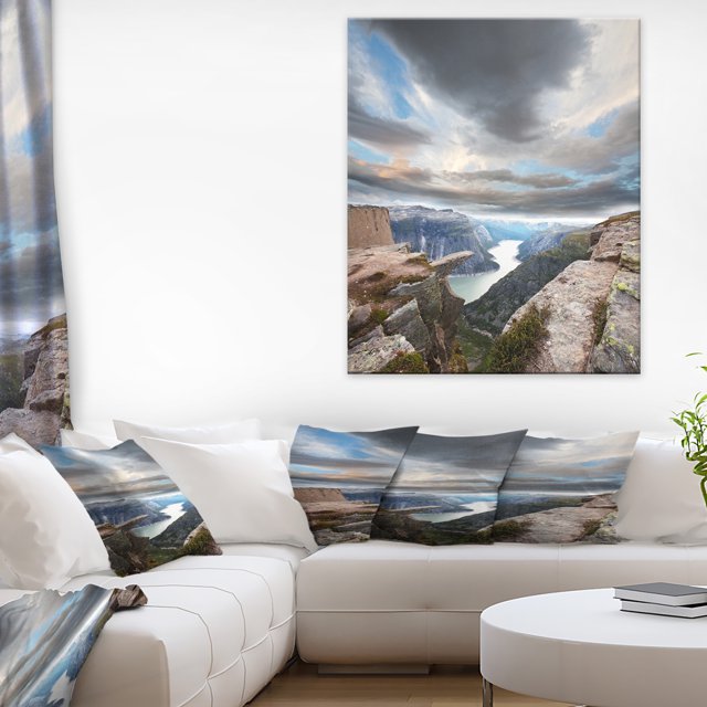 Norway Terrains Rocheux sous les Nuages - Impression Photo sur Toile de Plage