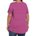 thumbnail image 4 of Olyvenn Hauts pour Femmes Grande Taille T-Shirts d'Été Basiques Manches Courtes Col Rond Tunique Décontractée Coupe Ample T-Shirts de Plage à Rayures Graphiques Rose Vif XXXXXL, 4 of 6