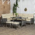 thumbnail image 2 of Outsunny Ensemble de Meubles de Patio 6 Pcs Ensemble de Salle à Manger Extérieur Kaki, 2 of 10