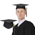 thumbnail image 1 of Mortarboard Graduation Cap with Adjustable Elastic - 2026 Year Tassel for Ceremony & Photo Props, Academic Hat for Adults, Black, JKODE, 1 of 9