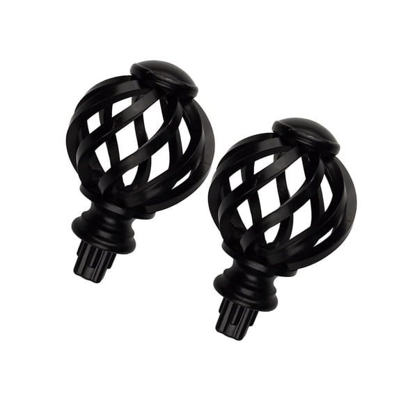 ziyahi 2 Pieces Curtain Rod Finials 3/4 inch Replacement for Room Living Room Black Hollow Out