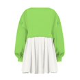 thumbnail image 3 of Womens Oversized Sweatshirt Dress Long Flowy Patchwork Pullover Tops Cute Drop Shoulder Sweatshirts Fall Long Sleeve Mini Dress Teen Girls Crewneck Solid Tunic Pleated Loose Clothing Beig, 3 of 5