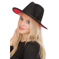 thumbnail image 3 of 2Chique Boutique Chapeau en Feutre Style Panama à Large Bord Doublé Rouge Uni pour Femmes, 3 of 3