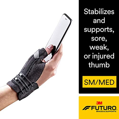Futuro Deluxe Thumb Stabilizer, Improves Stability, Moderate Stabilizing Support, Small/Medium, Black
