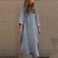 thumbnail image 1 of Ovzne Robes pour Femmes 2025 Robe Femme Robe Femme Couleur Unie à Manches Longues à Rabat Bouton Irrégulier Bouton Poche Longue Robe Robe d'Été à Manches Longues Imprimée Longues Robes Liquidation, 1 of 6