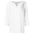thumbnail image 4 of Timegard Tops for Women Long Sleeve Notched V-Neck Button Shirts Solid Color Fall Casual Loose Comfy Tops, 4 of 5