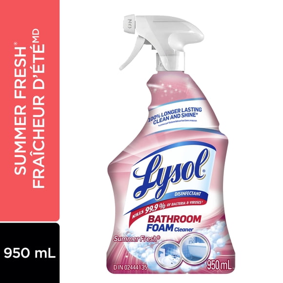 Spray nettoyant pour salle de bain Lysol, Mousse de salle de bain, Fraîcheur d'été, élimine les résidus de savon, 950 ml