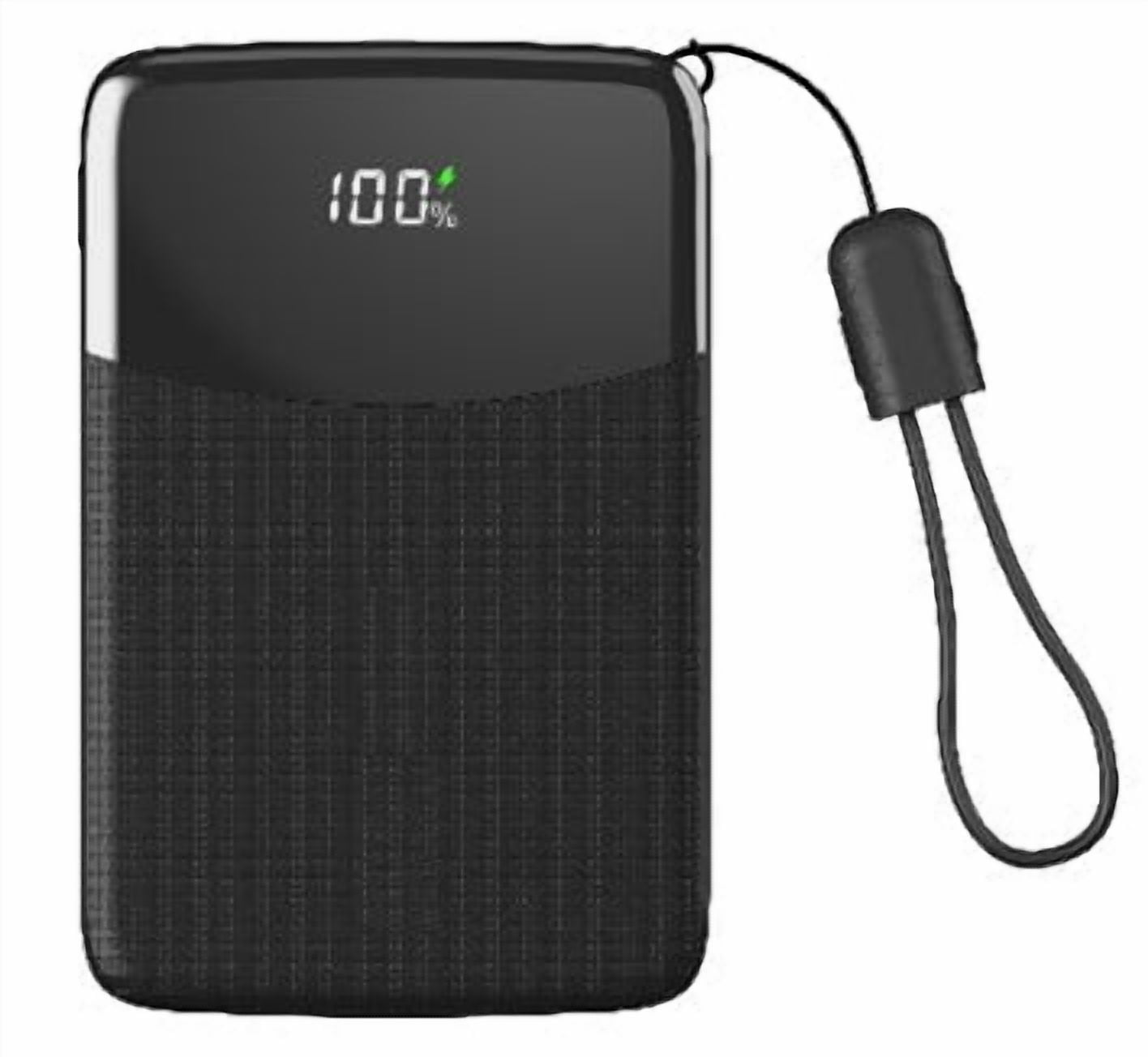 Refurbished Onn ONA26WI027C USB-C USB-A 20,000 mAh Power Bank with Detachable USB-C Cable, Fast Charging 20W, Black