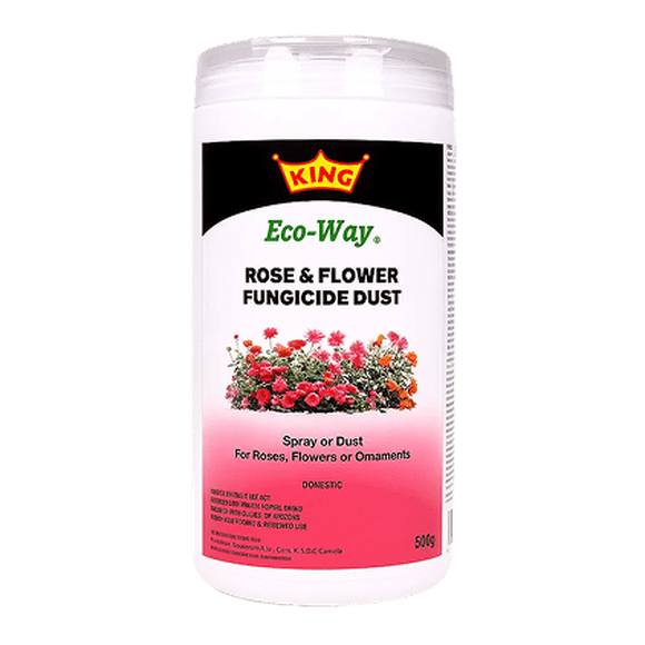 KING Eco-Way Rose & Flower Fungicide Dust, Sulphur-Based Formula for Mildew, Black Spot, Rust & Mites on Roses and Ornamental Plants, 500g