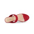 thumbnail image 4 of BLISSFUL STEP Women's Dual Clear Strap Chunky Heel Mules Slides Sandals Red 7, 4 of 7