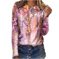 thumbnail image 1 of IROINID en Solde T-Shirt à Manches Longues en Polyester pour Femmes Confortable Dames Col Rond Hauts Amples T-Shirts Imprimés Blouse, Rose Vif, 1 of 5