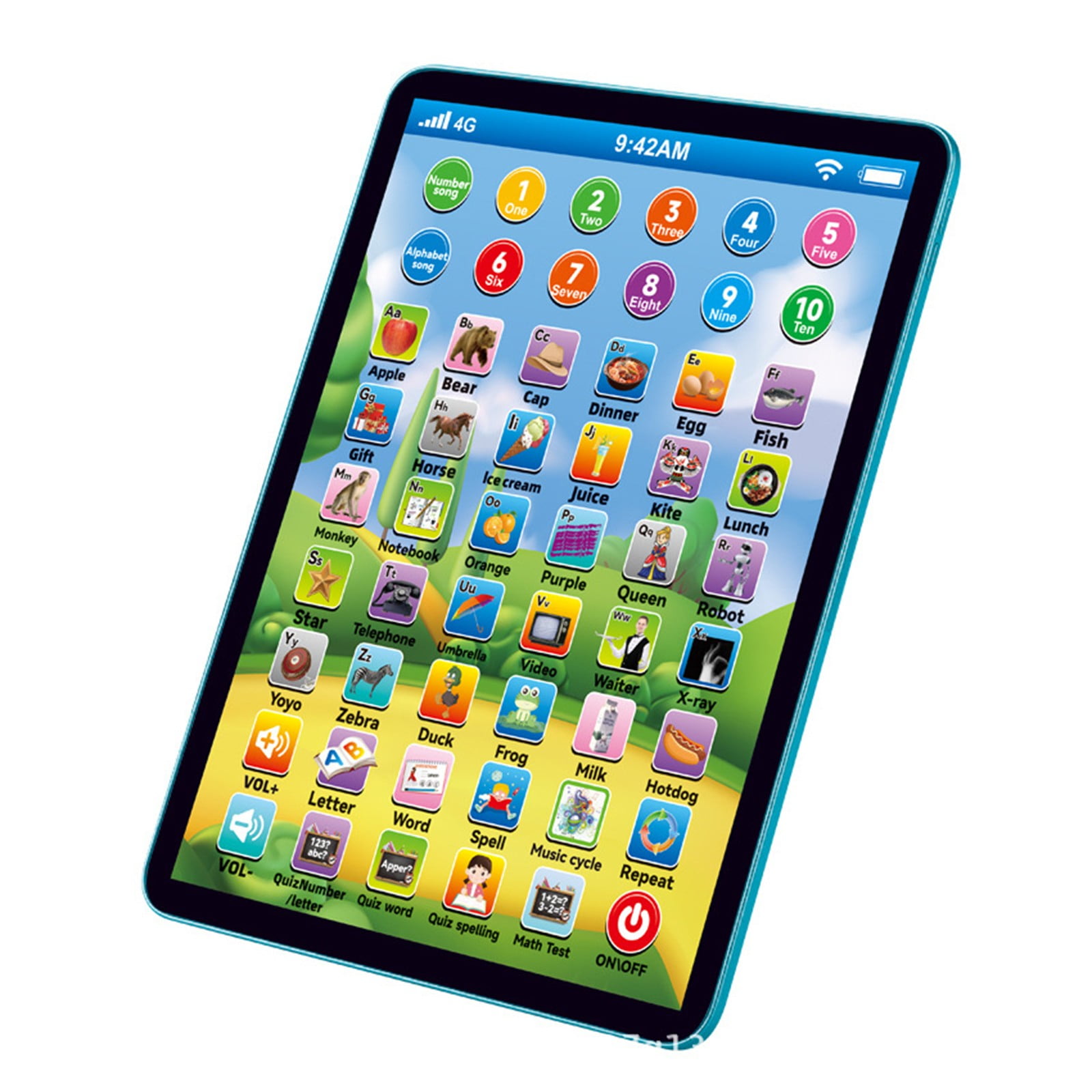 Tablette D’apprentissage Interactive – ABS + écran Anti-lumière Bleue – Math, Anglais, Quiz – 2-5 Ans