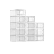 SONGMICS Shoe Boxes, pack of 12 Shoe Storage Organizers, Stackable Clear Plastic Boxes for Closet, Fit up to US Size 11, Transparent and White
