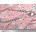 thumbnail image 2 of Soimoi Pink Modal Satin Fabric Unicorn & Rainbow Nature Print Sewing Fabric Yard 42 Inch Wide, 2 of 5