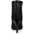 thumbnail image 3 of Unique Bargains Women's Pointed Toe Lace Flower Stiletto Heels Ankle Boots, 3 of 7