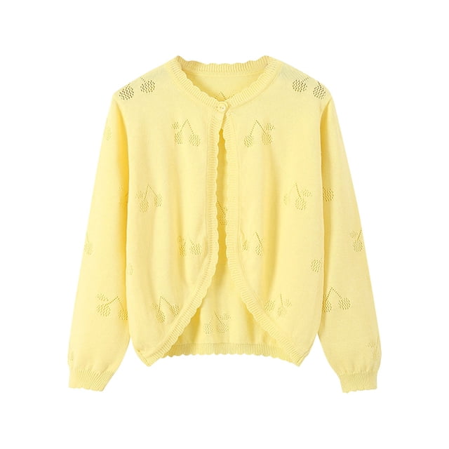 MeetoTime Kids Button Up Cardigan Solid Color Casual Long Sleeved Sweater Coat for Girls Children's Clothes
